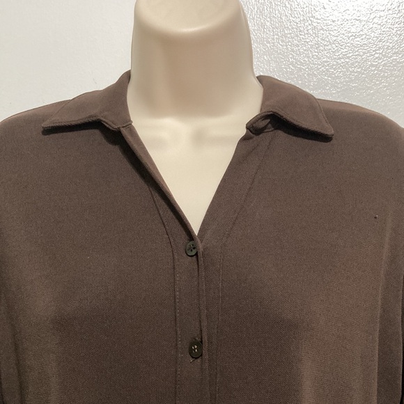 APOSTROPHE Petite Brown Light Sweater Shacket 3/4 Sleeves Womens Medium Petite - Picture 3 of 10